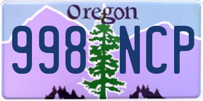 OR license plate 998NCP