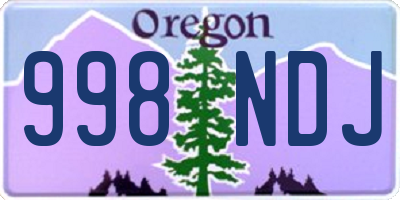 OR license plate 998NDJ