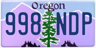 OR license plate 998NDP