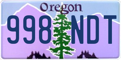 OR license plate 998NDT