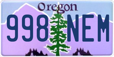 OR license plate 998NEM