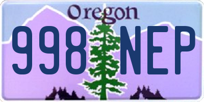 OR license plate 998NEP