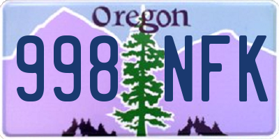 OR license plate 998NFK