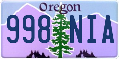 OR license plate 998NIA