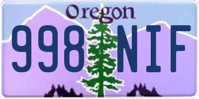 OR license plate 998NIF
