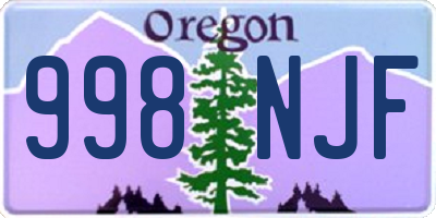 OR license plate 998NJF