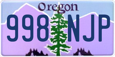 OR license plate 998NJP