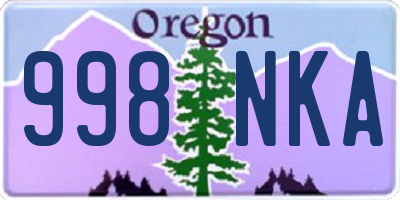 OR license plate 998NKA