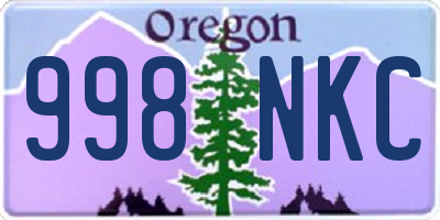 OR license plate 998NKC