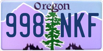 OR license plate 998NKF