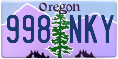 OR license plate 998NKY
