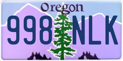 OR license plate 998NLK