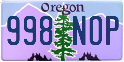 OR license plate 998NOP