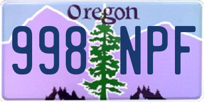 OR license plate 998NPF