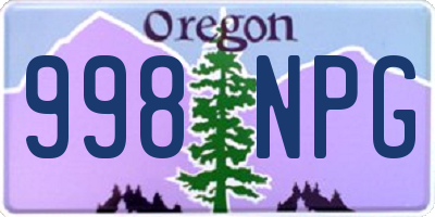 OR license plate 998NPG