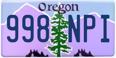 OR license plate 998NPI