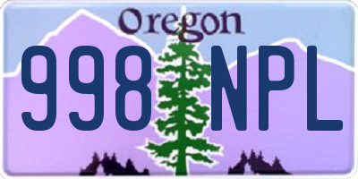 OR license plate 998NPL