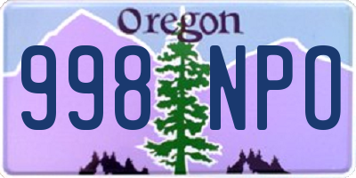 OR license plate 998NPO
