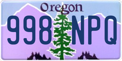 OR license plate 998NPQ