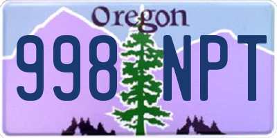 OR license plate 998NPT