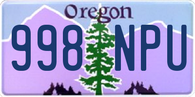 OR license plate 998NPU
