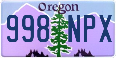 OR license plate 998NPX