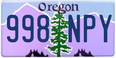 OR license plate 998NPY