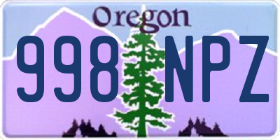 OR license plate 998NPZ