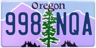 OR license plate 998NQA