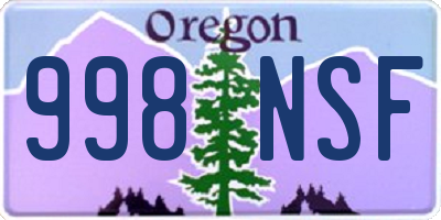 OR license plate 998NSF