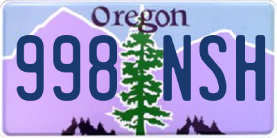 OR license plate 998NSH