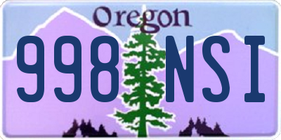 OR license plate 998NSI