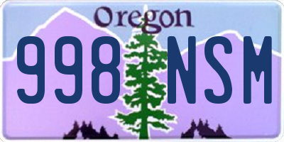 OR license plate 998NSM