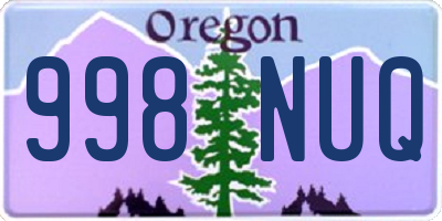 OR license plate 998NUQ