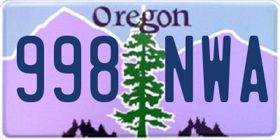 OR license plate 998NWA