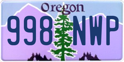 OR license plate 998NWP