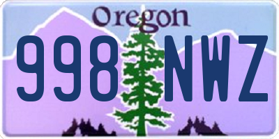 OR license plate 998NWZ