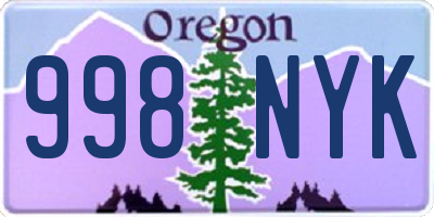 OR license plate 998NYK