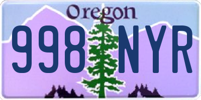 OR license plate 998NYR