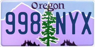 OR license plate 998NYX