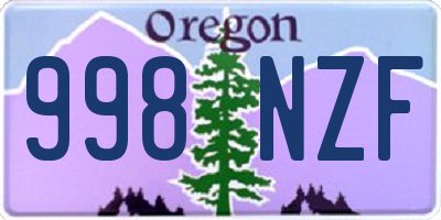 OR license plate 998NZF