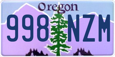 OR license plate 998NZM