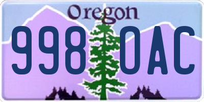 OR license plate 998OAC