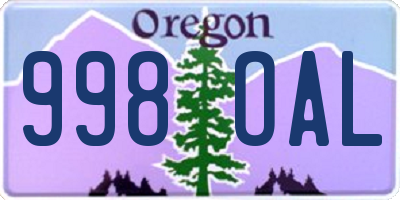 OR license plate 998OAL