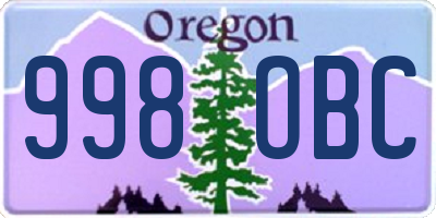 OR license plate 998OBC