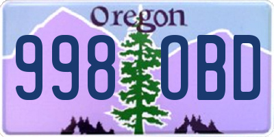 OR license plate 998OBD