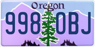 OR license plate 998OBJ
