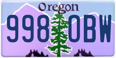 OR license plate 998OBW