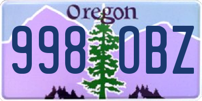 OR license plate 998OBZ