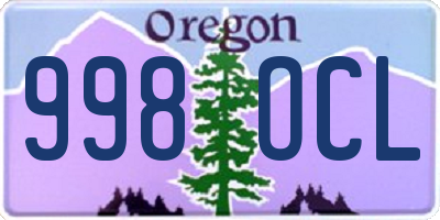 OR license plate 998OCL
